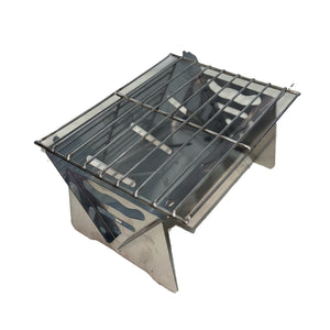 Asador Portátil Plegable De Carbón Acero Inoxidable 30x20cm