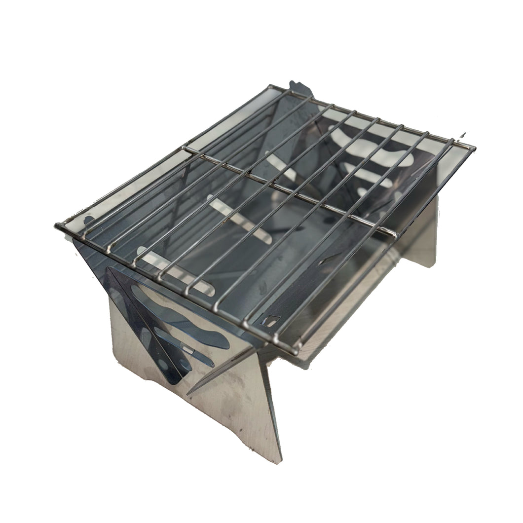 Asador Portátil Plegable De Carbón Acero Inoxidable 30x20cm