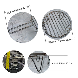 Parrilla Para Arepas Acero Inoxidable 22cm x 10 cm