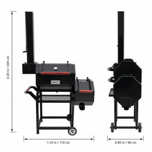 Cargar imagen en el visor de la galería, Ahumador Horizontal Offset de Leña y Carbón BBQ Profesional para Cocción Lenta
