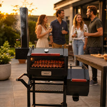 Cargar imagen en el visor de la galería, Ahumador Horizontal Offset de Leña y Carbón BBQ Profesional para Cocción Lenta
