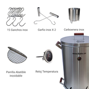 Asador De Barril Grande 60 Libras Acero Inoxidable 430 Calibre 18
