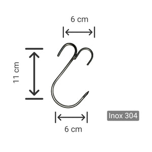 Ganchos Doble Para Asador De Barril Inox 6 Unidades